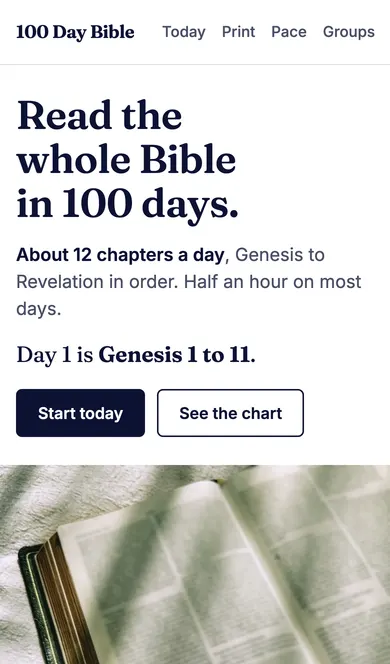 100 Day Bible on a phone