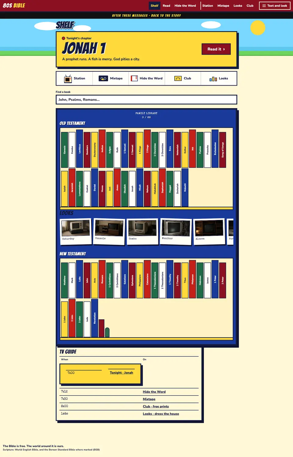 The full 80s Bible home page, top to bottom