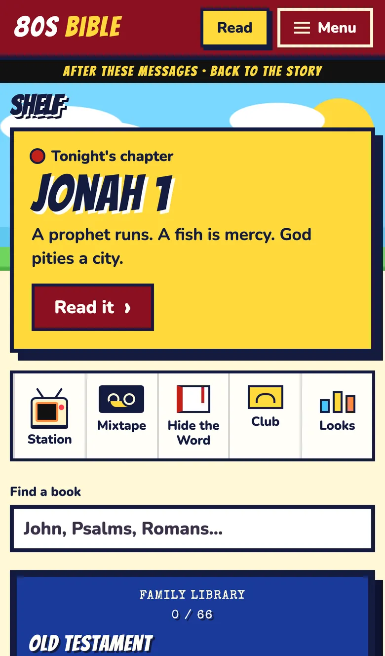 80s Bible on a phone