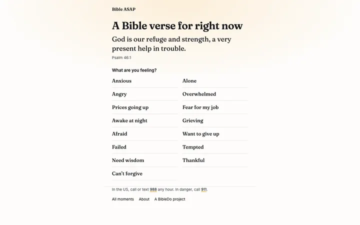 Bible ASAP home page on a desktop screen