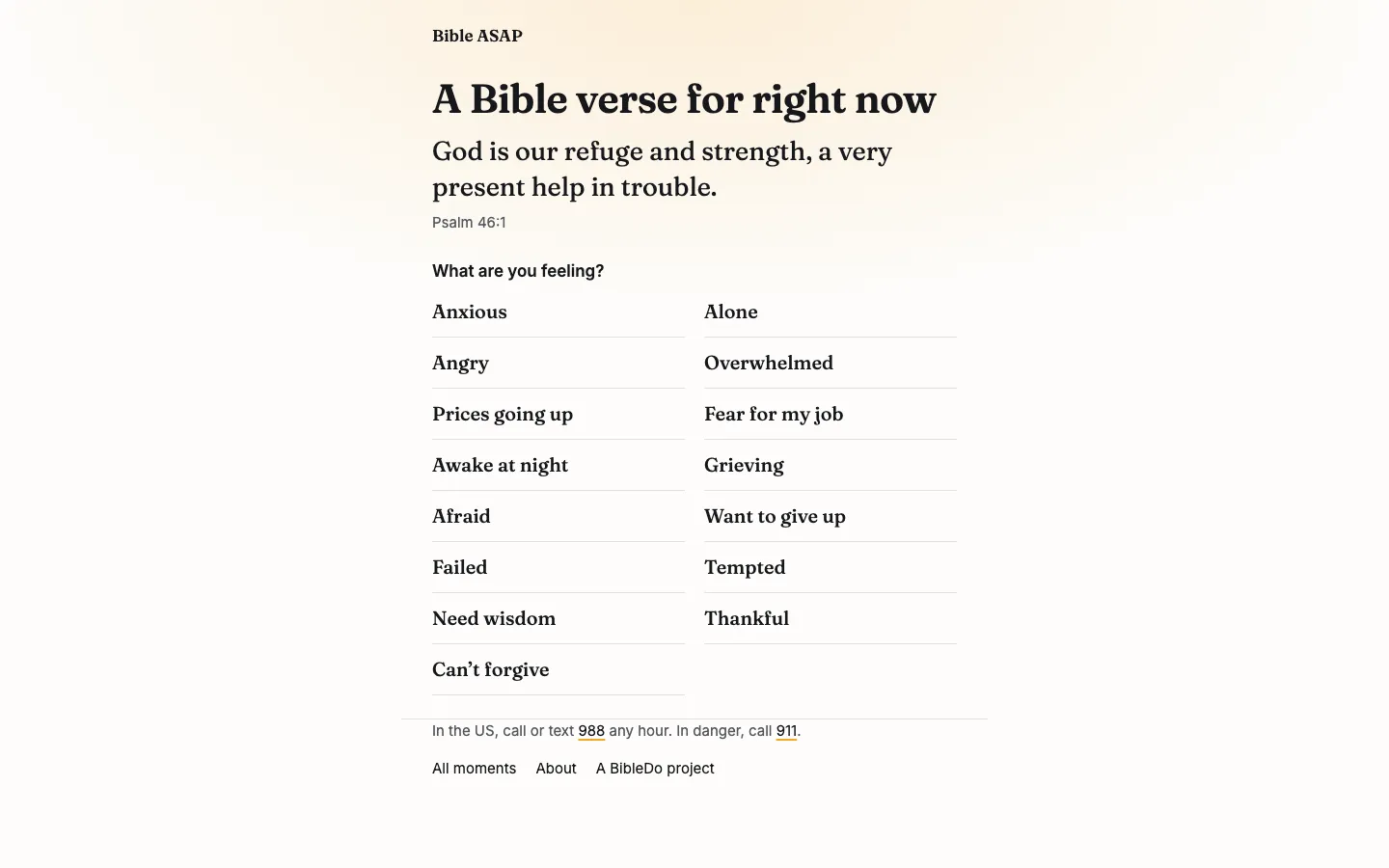 Bible ASAP home page on a desktop screen