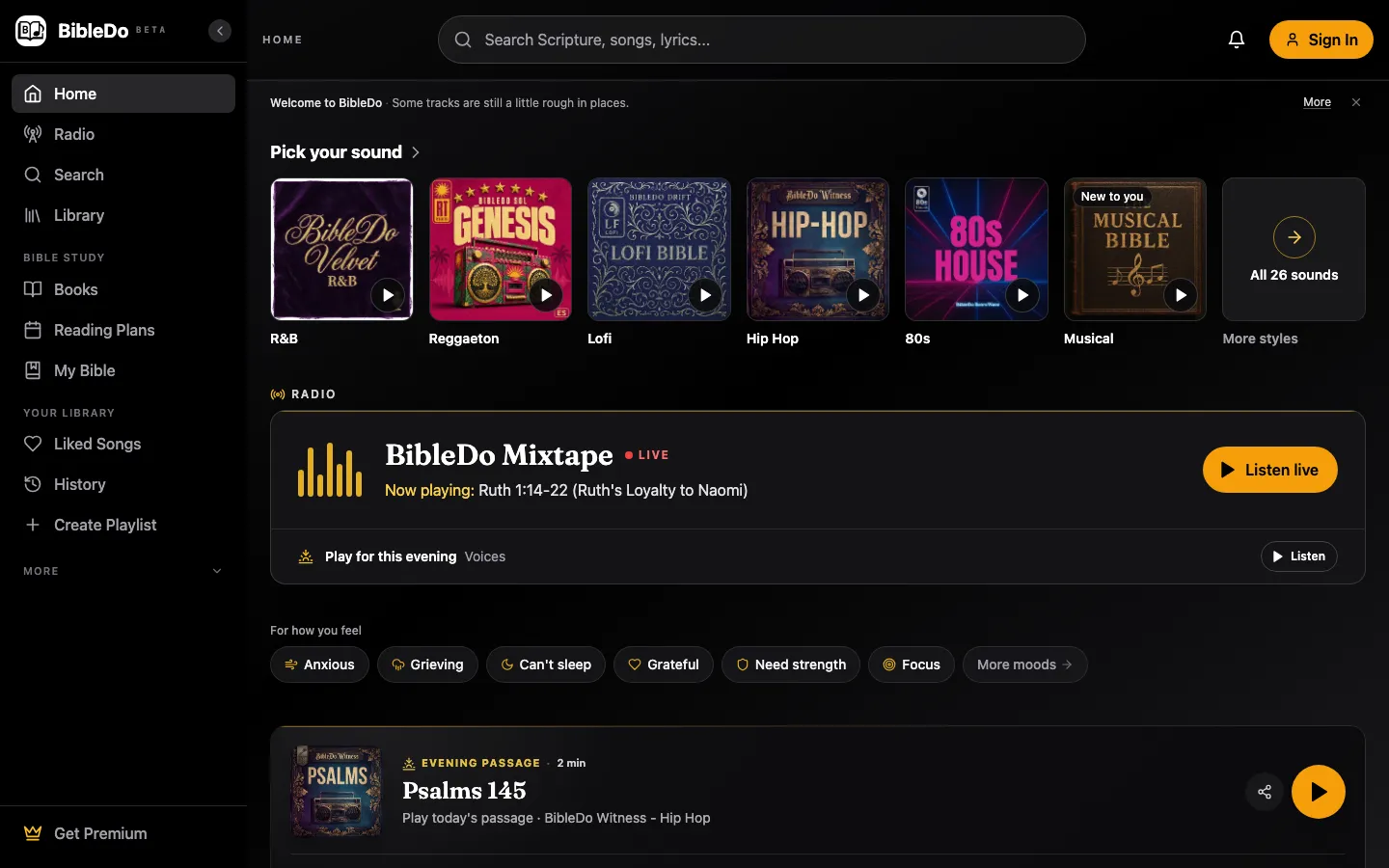 BibleDo home page on a desktop screen