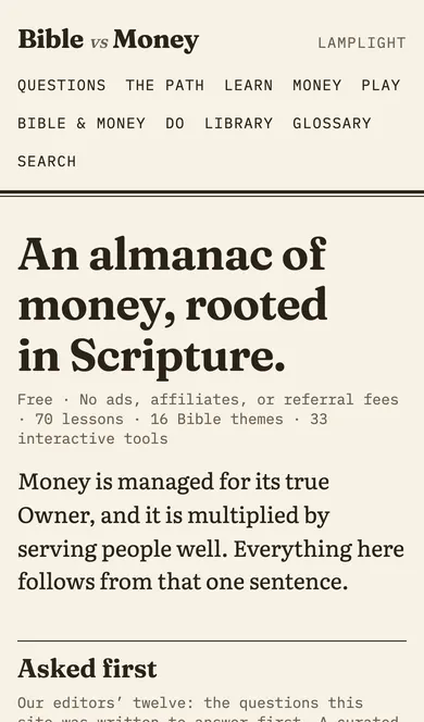 Bible vs Money on a phone