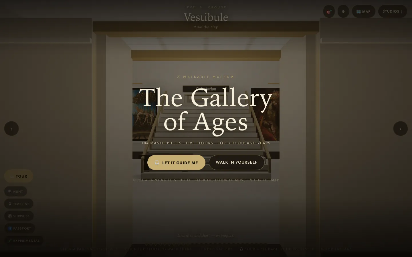 The Gallery of Ages home page on a desktop screen