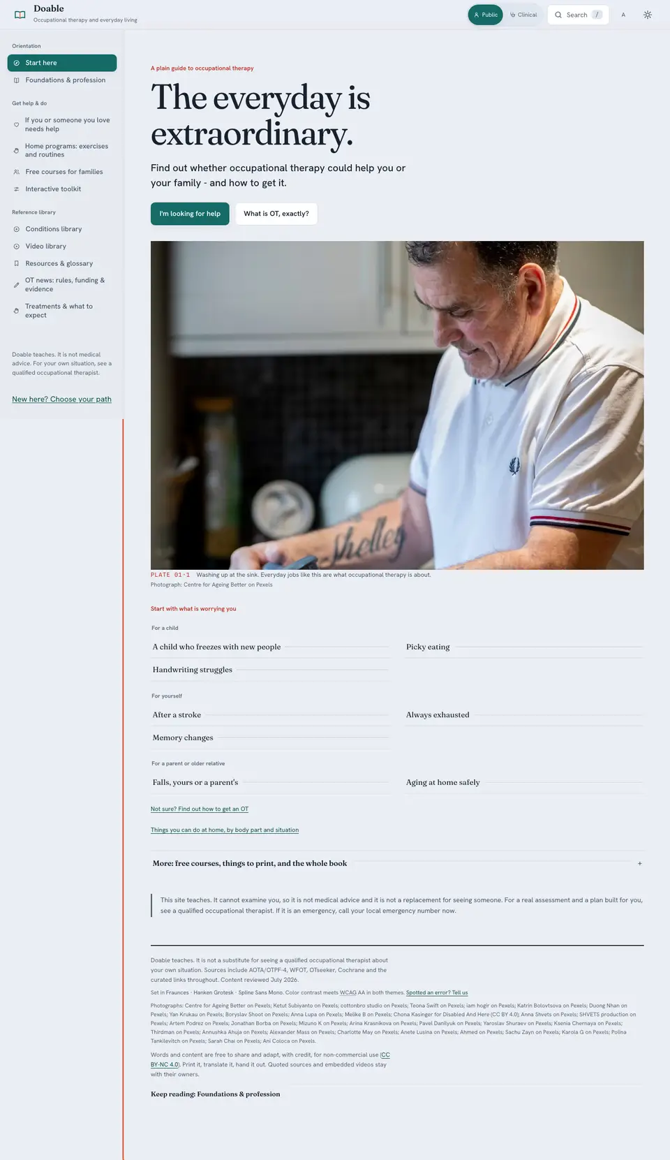 The full Doable home page, top to bottom