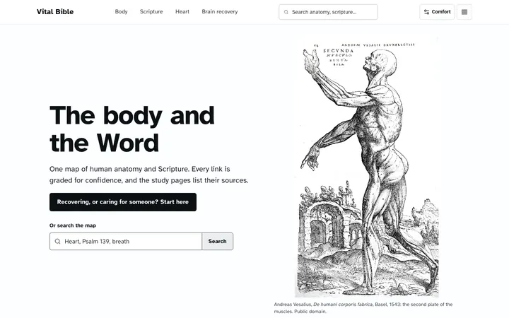 Vital Bible home page on a desktop screen