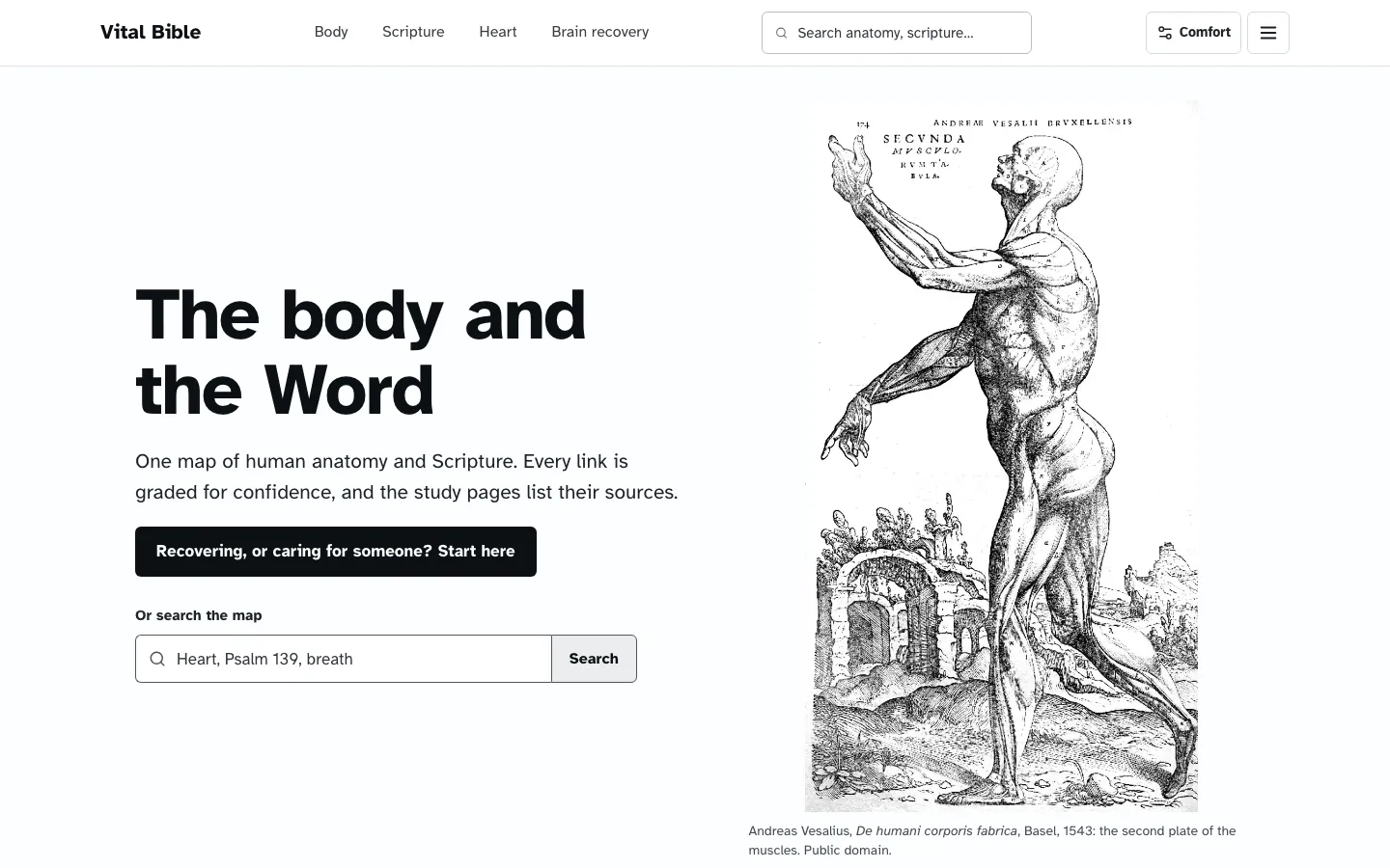 Vital Bible home page on a desktop screen