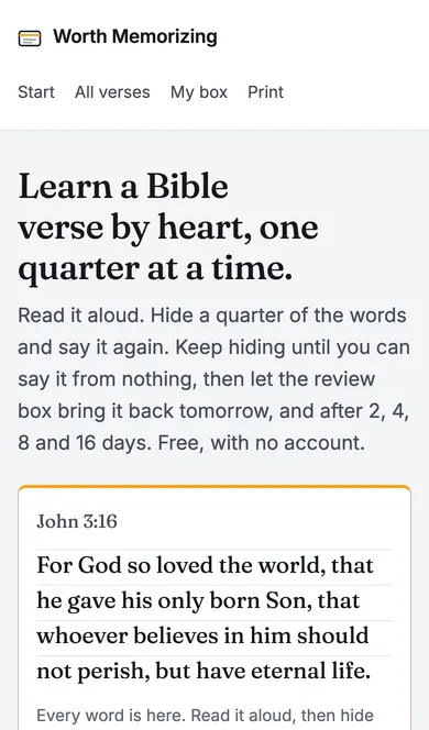 Worth Memorizing on a phone